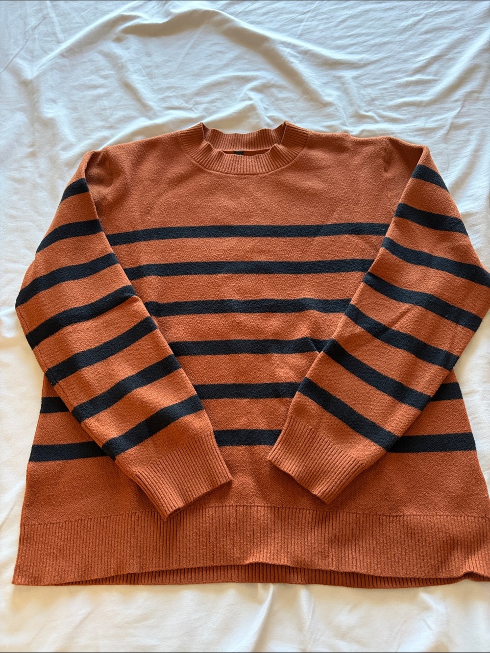 Rust & Black Striped Crewneck Sweater